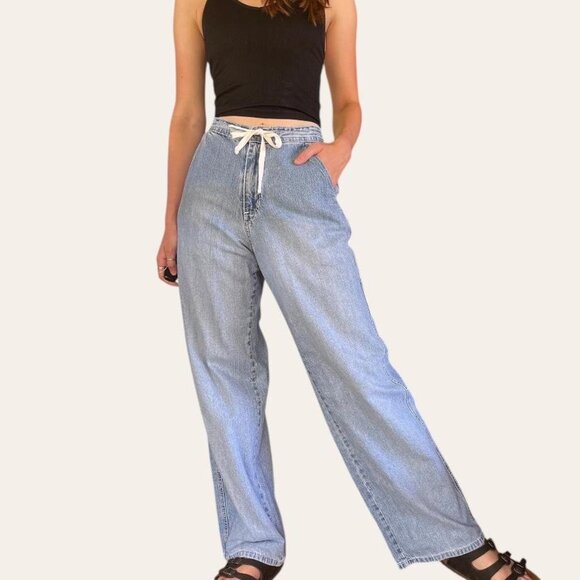 Maurice's 90s vintage baggy drawstring straight leg boyfriend jeans - Picture 4 of 7
